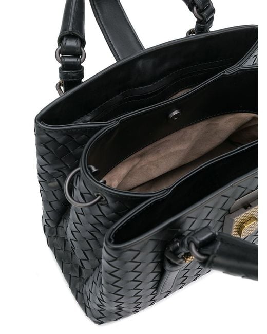 Bottega Veneta Black Nero Intrecciato Calf Mini Roma Bag