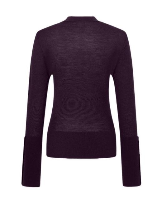 Rabanne Purple Button-Cuff Knitted Sweater