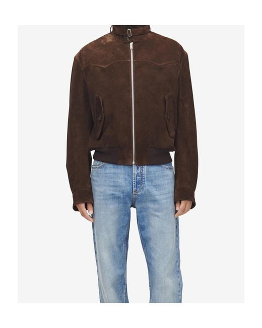 McQueen Brown Jacket With Belted Collar And Chain With T-Back Detail for men
