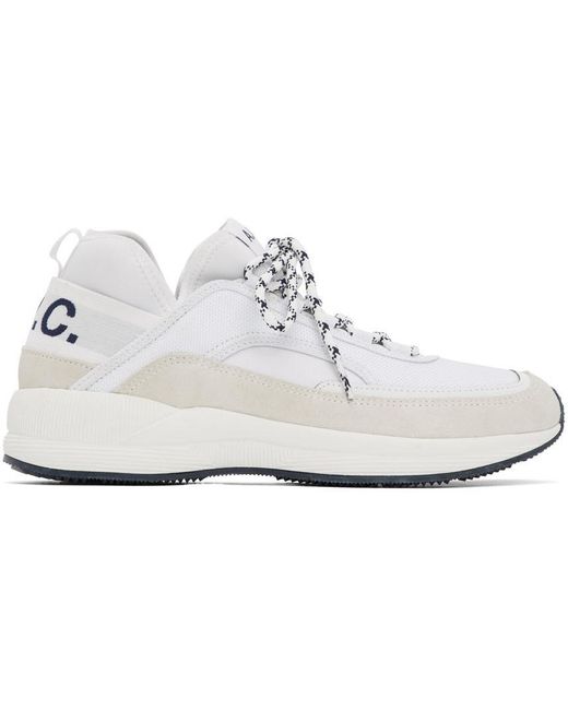 A.P.C. White Logo Print Sneakers