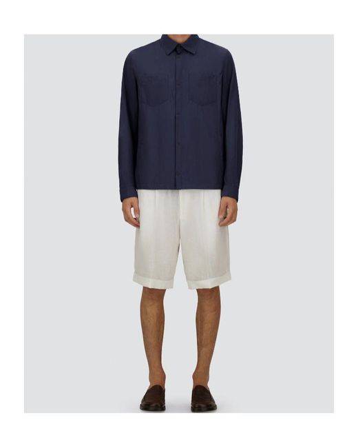 Herno Blue Long Sleeved Utility Overshirt for men