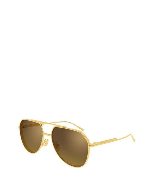 Bottega Veneta Metallic Eyewear Aviator Frame Sunglasses