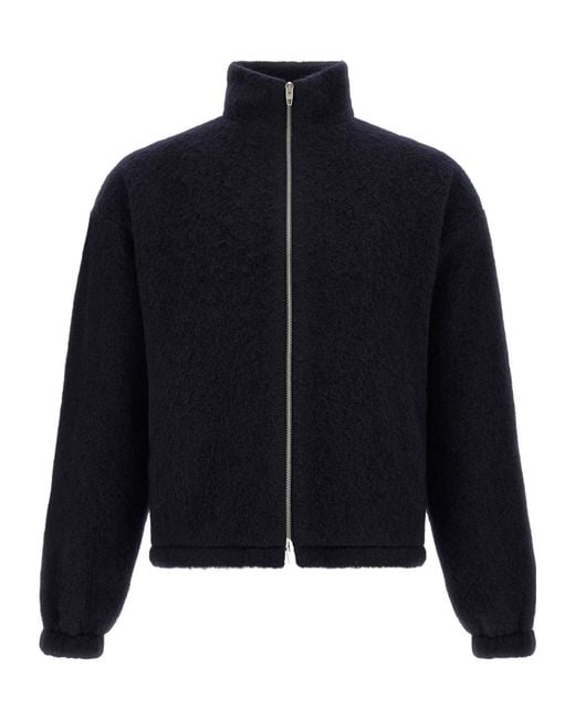Jil Sander Blue Zip-Up Hoodie for men