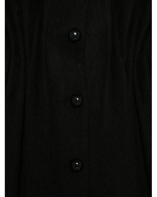 Emporio Armani Black Ruched-Waist High-Neck Coat