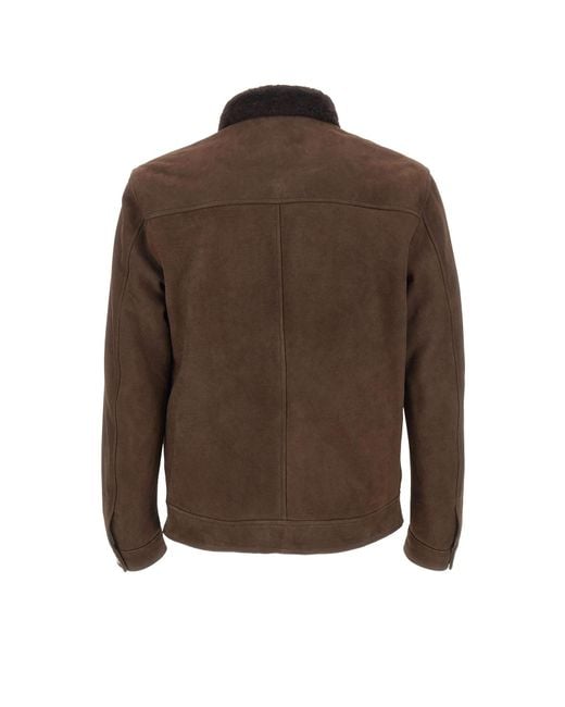 Barba Napoli Brown Long-Sleeve Collared Jacket for men
