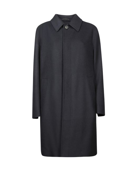 Zegna Blue Button-Up Classic Coat for men