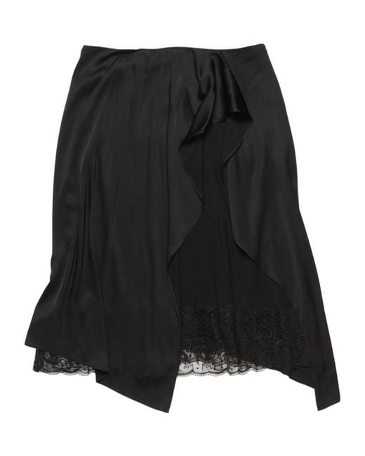 Acne Black Satin Ruffle Skirt