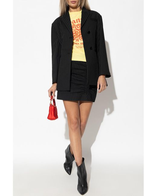 Ganni Black Stretch Stripe Mini Skirt