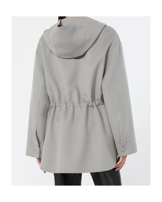 Max Mara Gray Monia Hooded Belted Jacket