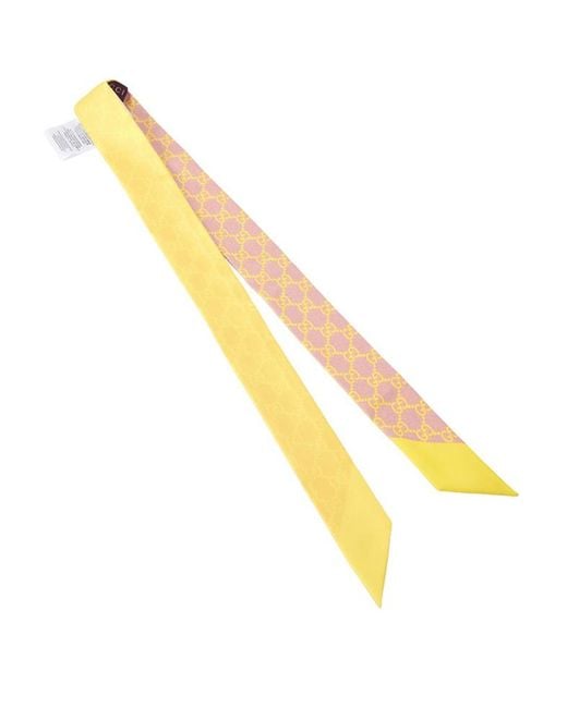 Gucci Metallic Gg Twill Ribbon Scarf
