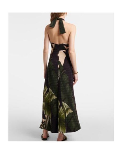 Johanna Ortiz Green Printed Halterneck Maxi Dress
