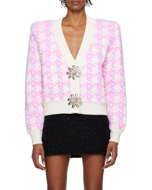 Area Pink Mussel Flower V-Neck Cardigan