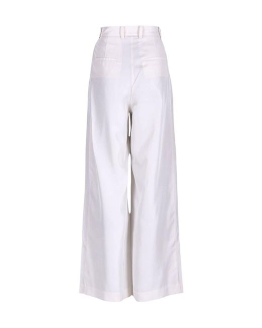 Frankie Shop White Marfa Fluid Twill Pleated Pants