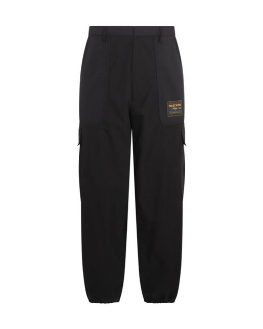 Moschino Black Logo-Patch Cargo Trousers for men