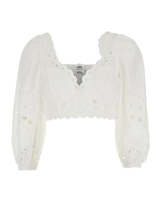 Charo Ruiz White Ibiza Ibiza Luna Broderie Long Sleeve Top