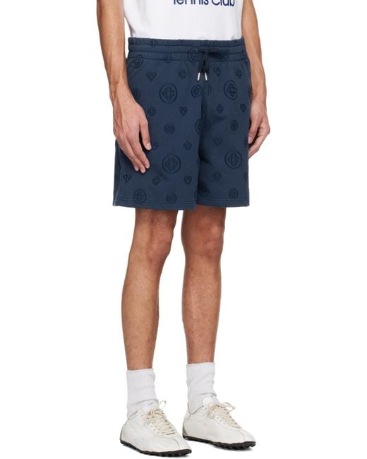 Casablanca Blue Monogram Drawstring Shorts for men