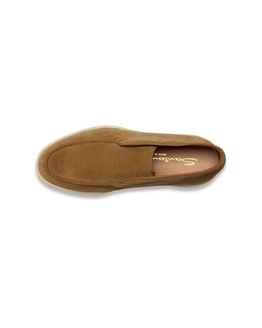 Santoni Brown Round-Toe Slip-On Loafers