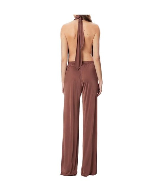 Amazuìn Brown Tie Backless Jumpsuit