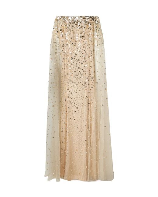 Jenny Packham Natural Casual Shawl Sleeve Evening Dress