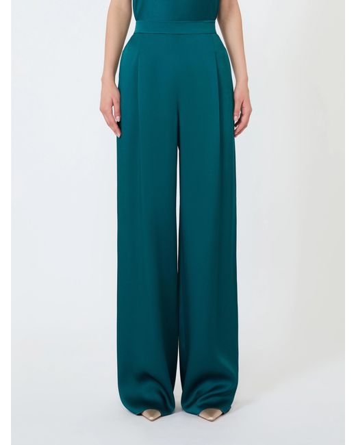 Max Mara Blue Pleated Casual Pants