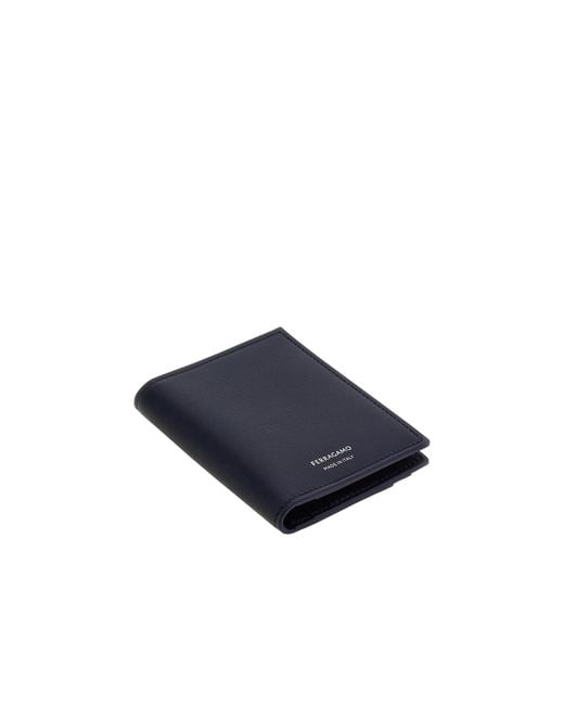 Ferragamo Blue Logo Pattern Card Holder for men