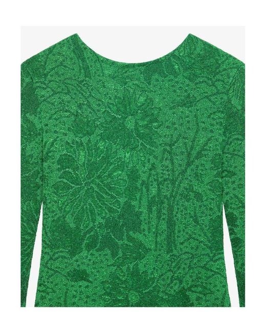 Givenchy Green Lurex Floral Jacquard Dress