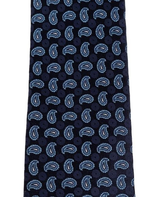Etro Blue Jacquard Pointed-Tip Tie for men