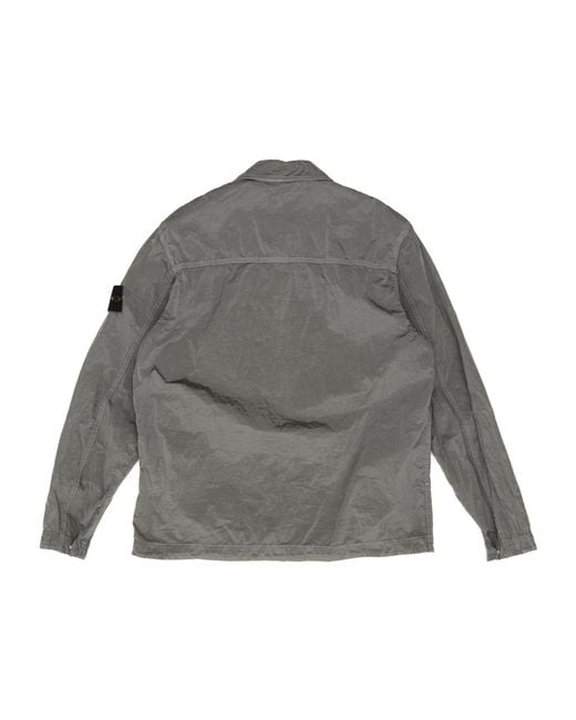 Stone Island Gray Zip-Up Regular-Fit Overshirt for men