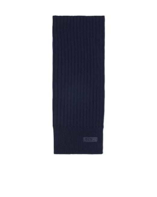 Gucci Blue Knit Wool Scarf With Logo for men