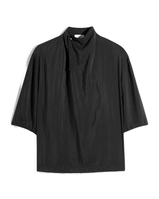 Lemaire Black Soft Collar Asymmetric Top