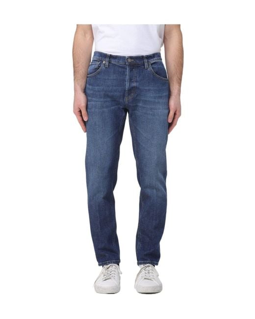 Dondup Blue Brighton Logo Detailed Carrot Jeans for men