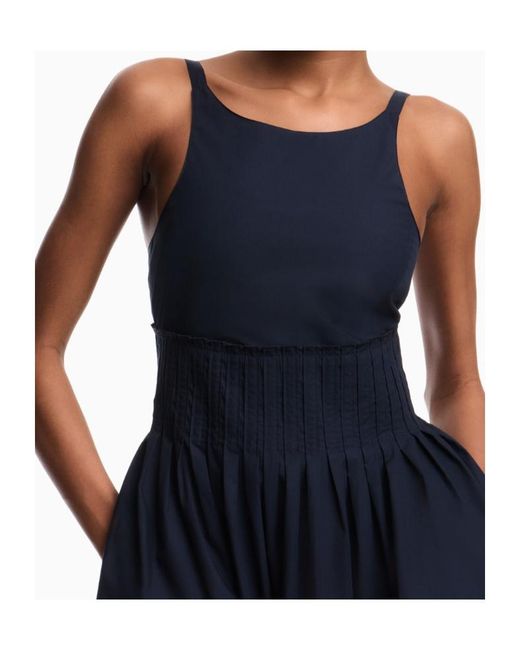 Emporio Armani Blue Crewneck Sleeveless Dress
