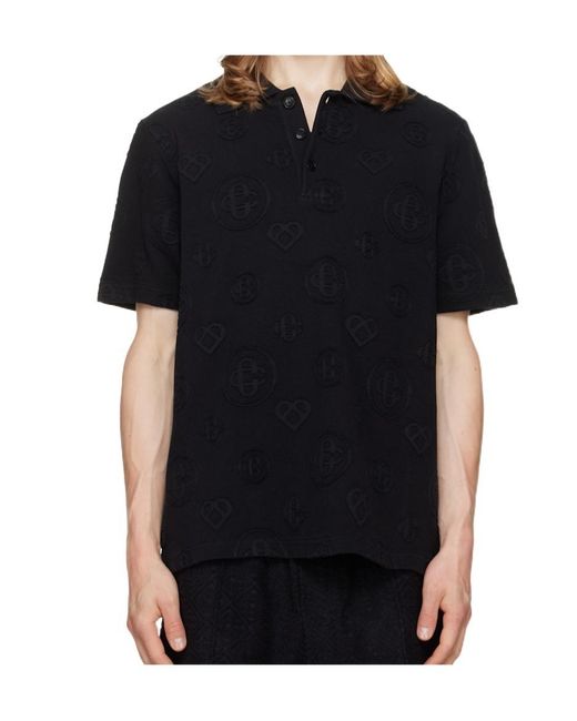Casablanca Black Short-Sleeved Polo Shirt for men