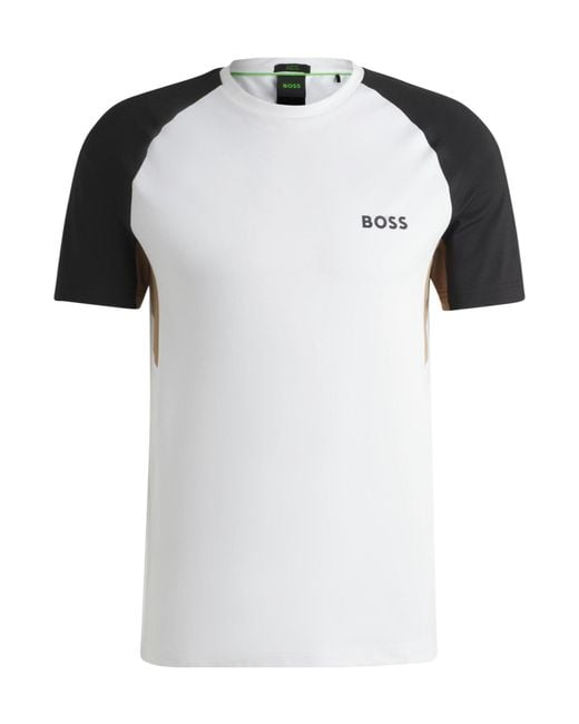 Boss White Logo Crew-Neck T-Shirt for men