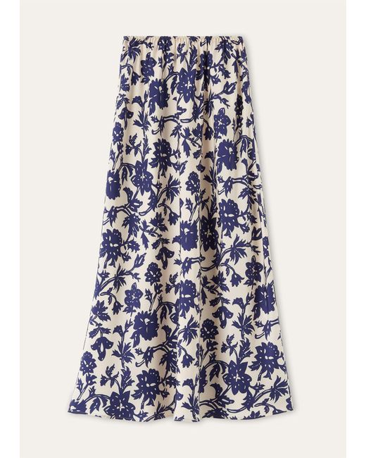 Loro Piana Blue Printed Midi Skirt
