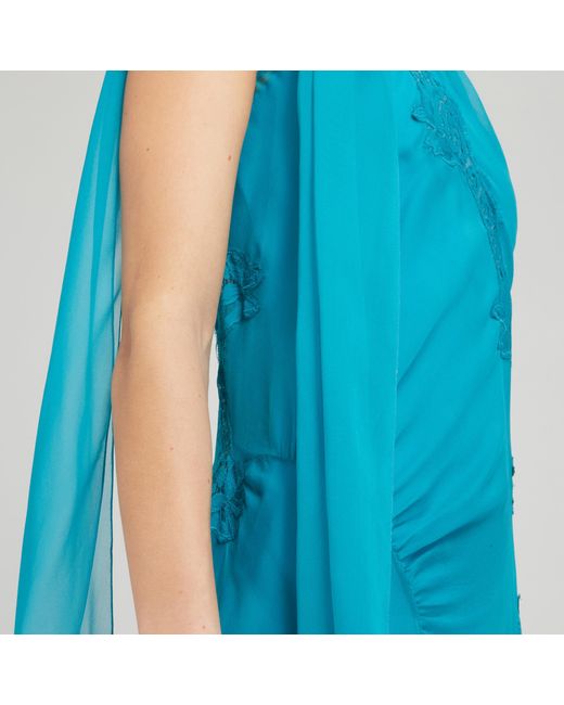 Alberta Ferretti Blue Abito Lungo In Seta Azzurro