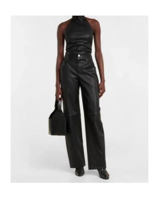 Stouls Black Cassidy High-Rise Wide-Leg Suede Pants