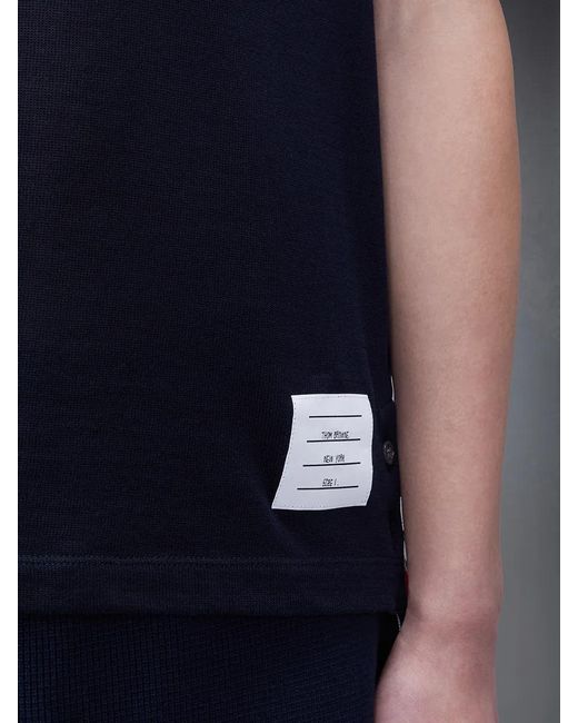 Thom Browne Blue Stripe Detailed Crewneck T-Shirt for men