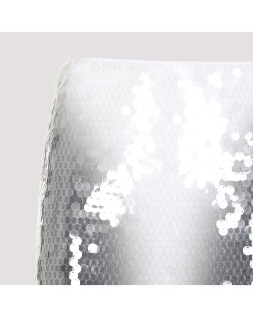 Sportmax White Toano Allover Sequin Embellished Midi Skirt