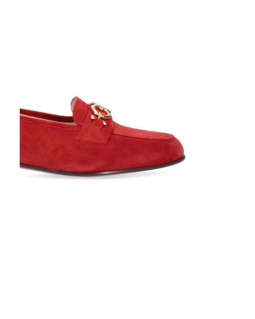 Ferragamo Red Gancini Loafers