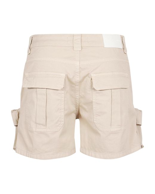 Pinko Natural Low-Waist Thigh-Length Cargo Shorts