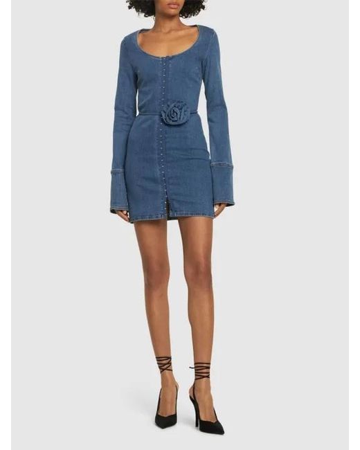 ROTATE BIRGER CHRISTENSEN Blue Rose Stretch Denim Mini Dress