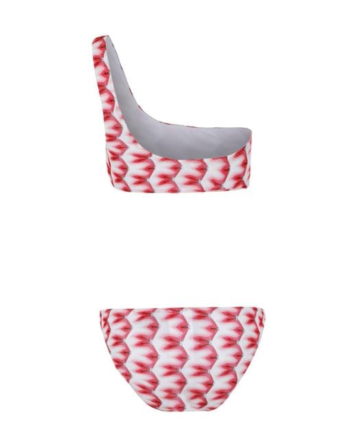 Missoni Red One-Shoulder Zigzag Bikini