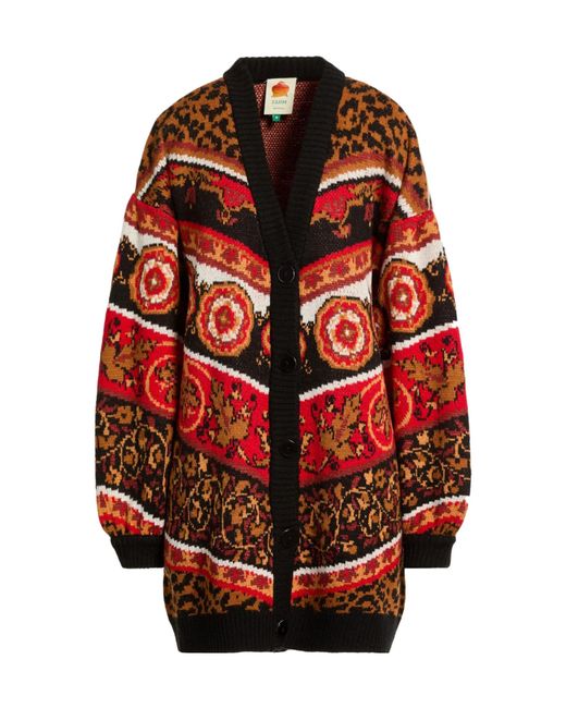 Farm Rio Red Jacquard-Knit Cardigan