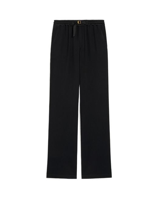 AMI Black Logo Detailed Drawstring Palazzo Pants