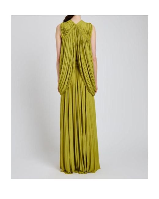Proenza Schouler Green Bari Embellished Draped Gauze-Jersey Top And Maxi Skirt Set