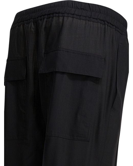 Rick Owens Black Drawstring Slim Trousers for men