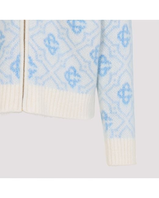 Casablanca Blue Monogram Zipped Jumper for men