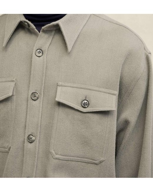 AMI Gray Long Sleeved Buttoned Shirt for men