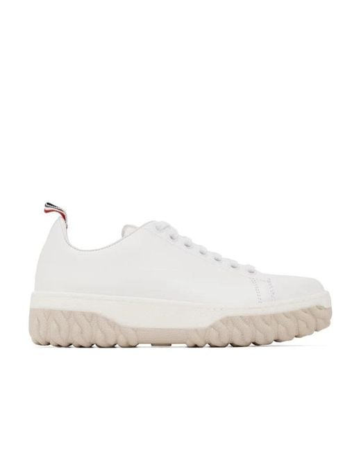 Thom Browne White Court Low-Top Sneakers
